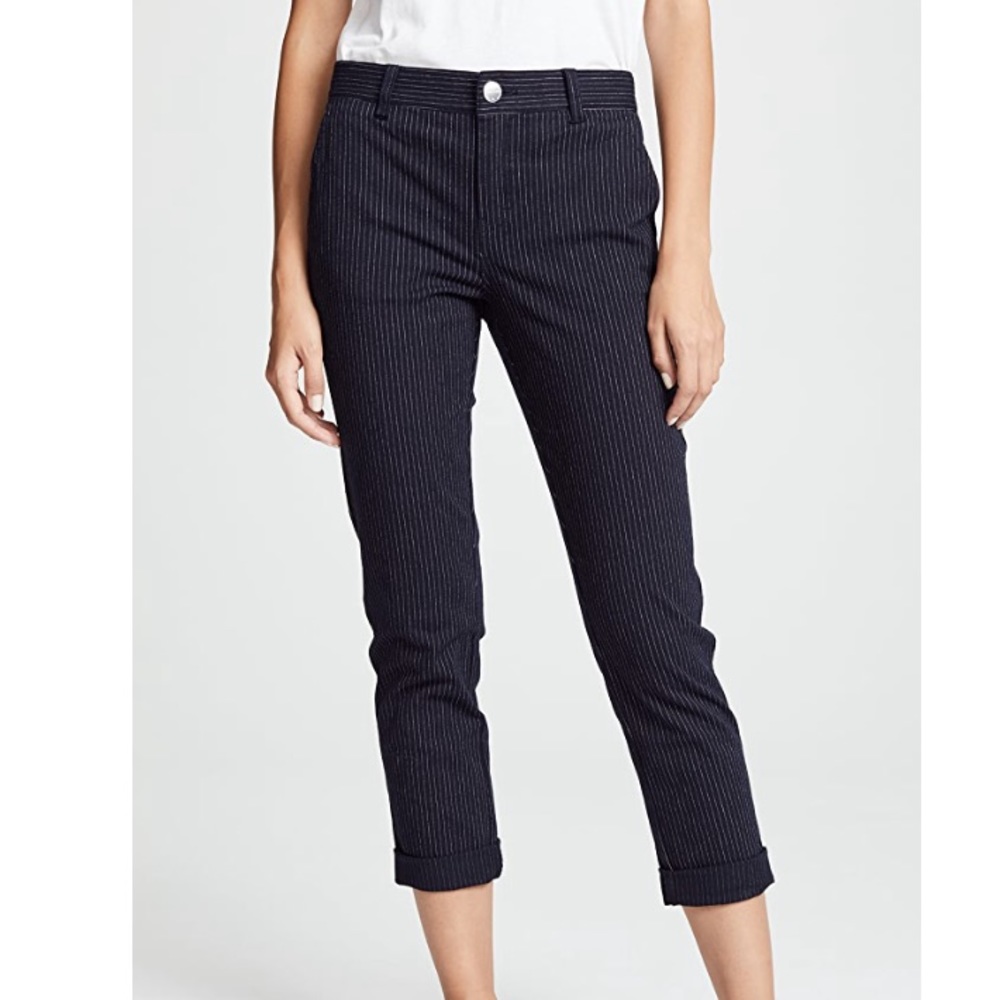 Current/Elliott The Confidant Pinstripe Trouser Pant in Navy Blue Size 24